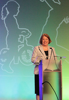 Catherine Nolan, pictured here at the 18th National Conference on Child Abuse and Neglect in 2012, has led the Bureau's Office on Child Abuse and Neglect since 1998. (Paltech, Diane Mentzer)